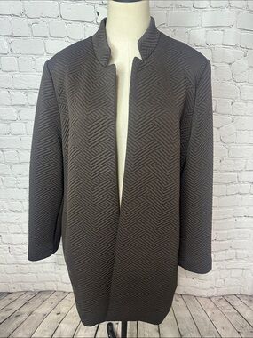 Chico's open-front textured topper jacket, Lined Chocolate Brown Size 3 or US 16